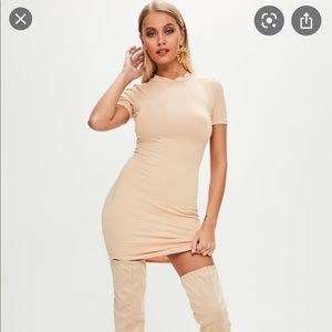 Nude high neck  bodycon dress